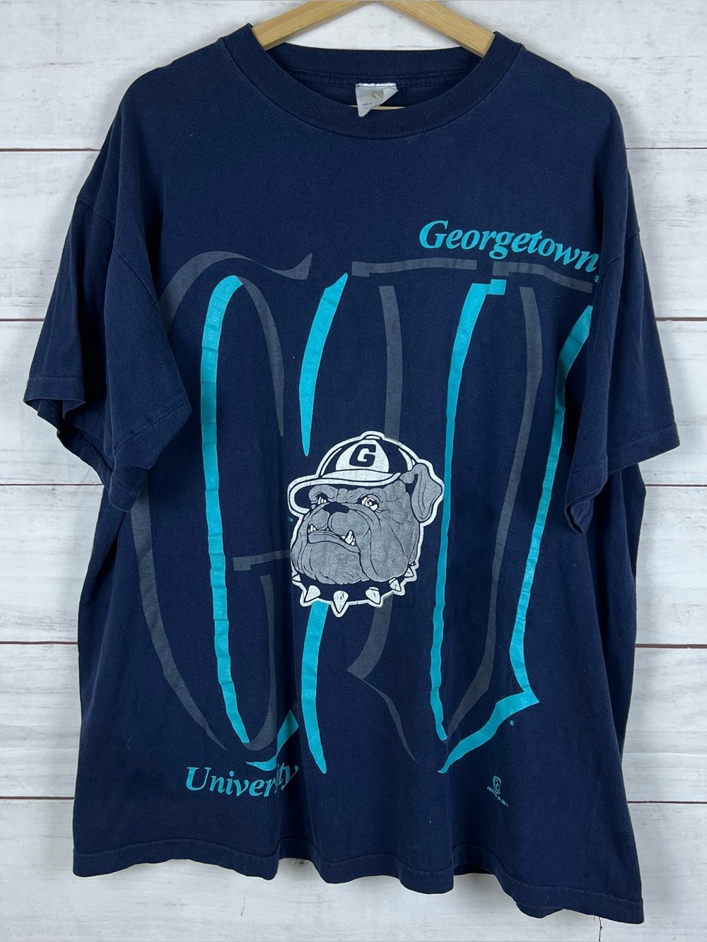Vintage 90s Georgetown University Hoyas T-Shirt Blue Mens XL